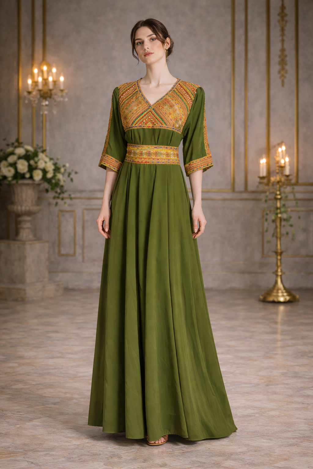 Robe orientale brodée – Modèle Inaya