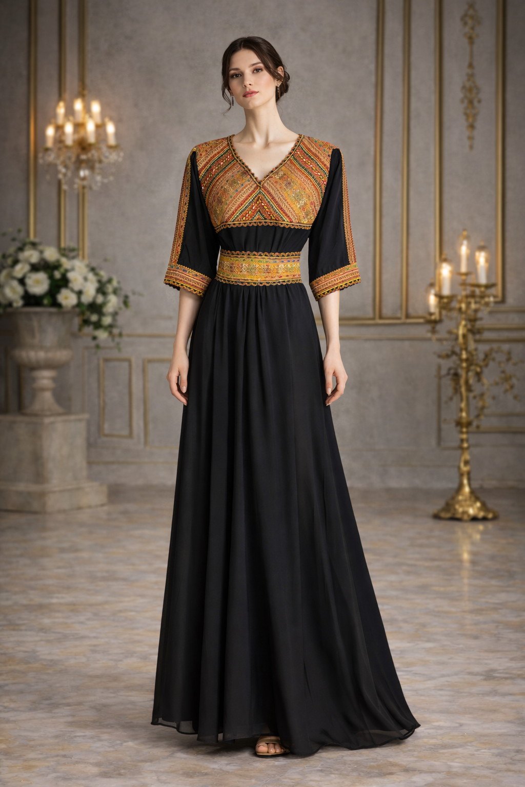 Robe orientale brodée – Modèle Inaya