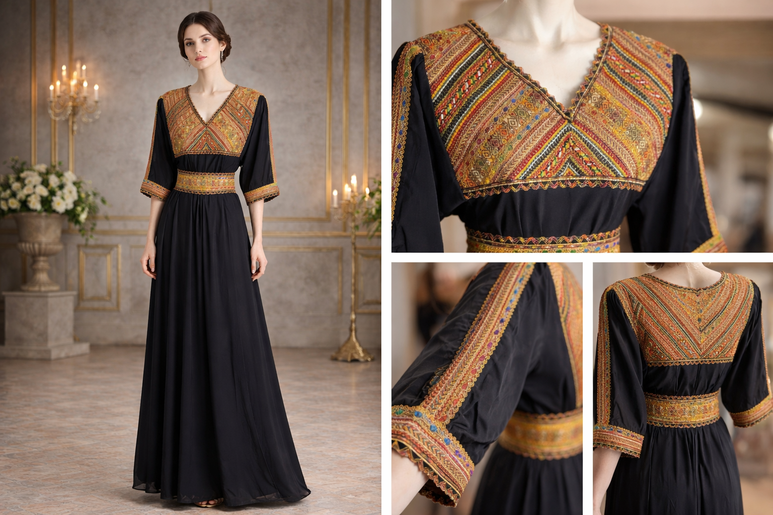 Robe orientale brodée – Modèle Inaya